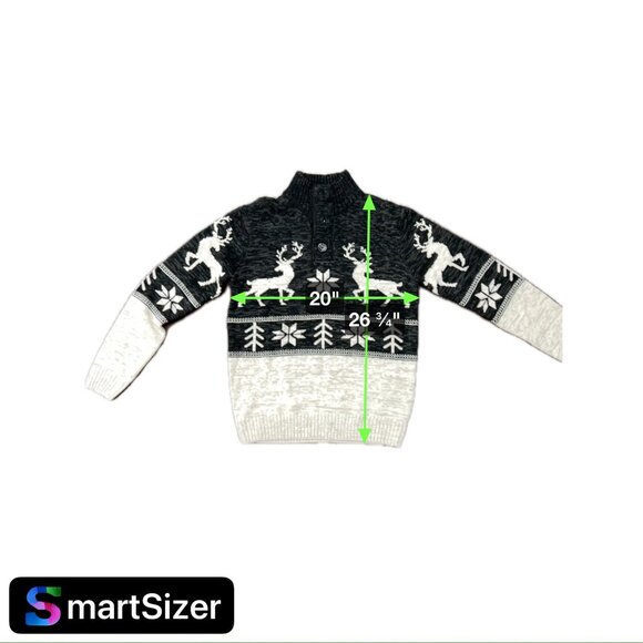 Amongst Others Reindeer Pattern Sweater Black Beige Button Collar Sz Medium - Picture 7 of 9